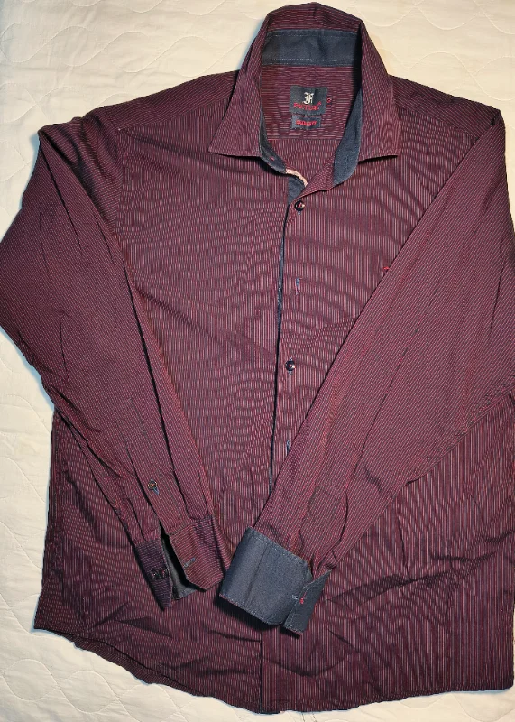 Camisa Masculina Bordô listra Factual Slimfit