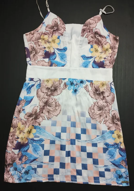 Vestido de alça azul floral